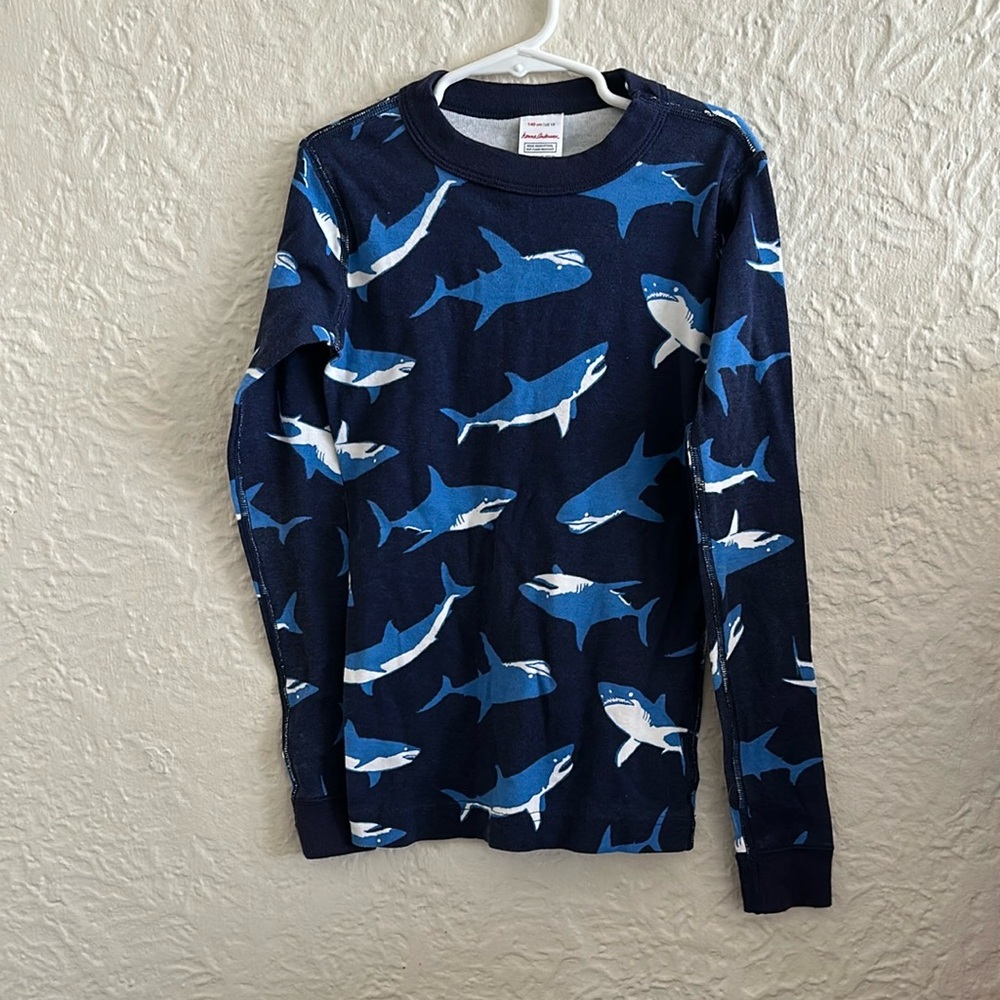 Hanna Andersson Blue Shark Pattern Long Sleeve Shirt Top 10